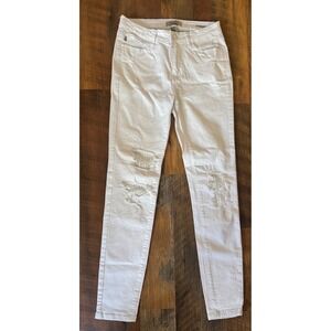 Judy Blue LA Women White Skinny Fit Jeans Distressed Lace Patches 5 Pockets 5/27